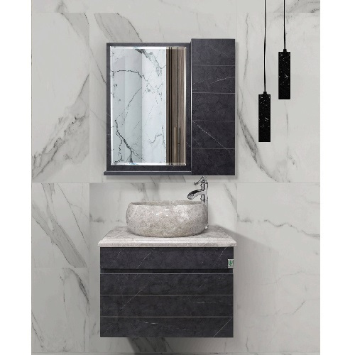 فول ست روشویی کابینتی کاکتوس مدل Simakan 60 Black Stone کد 8015 (سنگ مشکی)